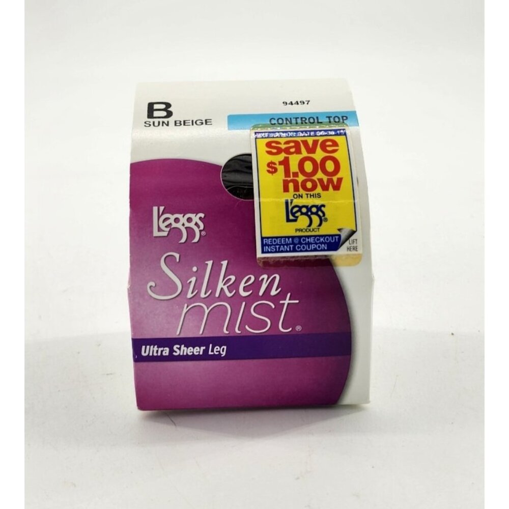 L'eggs Silken Mist Ultra Sheer Leg Control Top Pantyhose 94497 Sun Beige Sz‎ B